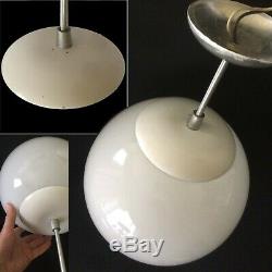 Vtg Mcm 12 White Milk Glass Globe Orb Hanging Ceiling Fixture Light