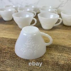 10 Vintage Milk Glass Harvest Grape Design Punch Bowl Cups