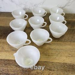 10 Vintage Milk Glass Harvest Grape Design Punch Bowl Cups