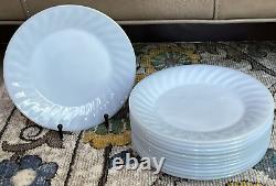 12 Fire King Azurite Blue Swirl Pattern Milk Glass 7.75 Salad Plates 1950s