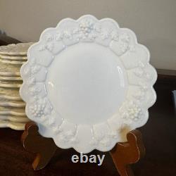 12 Pc VTG Westmoreland Paneled Grape Milk Glass Plates Dinner, Lunch, Dessert