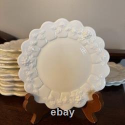 12 Pc VTG Westmoreland Paneled Grape Milk Glass Plates Dinner, Lunch, Dessert