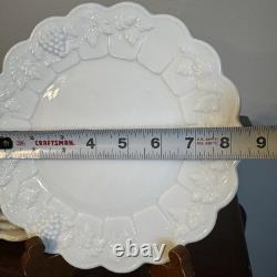12 Pc VTG Westmoreland Paneled Grape Milk Glass Plates Dinner, Lunch, Dessert