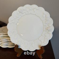 12 Pc VTG Westmoreland Paneled Grape Milk Glass Plates Dinner, Lunch, Dessert