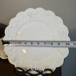 12 Pc VTG Westmoreland Paneled Grape Milk Glass Plates Dinner, Lunch, Dessert
