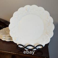 12 Pc VTG Westmoreland Paneled Grape Milk Glass Plates Dinner, Lunch, Dessert