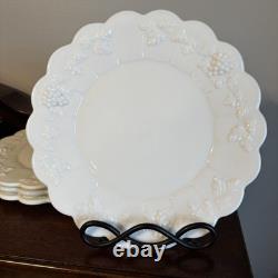 12 Pc VTG Westmoreland Paneled Grape Milk Glass Plates Dinner, Lunch, Dessert