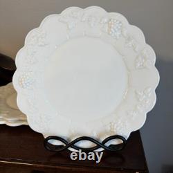 12 Pc VTG Westmoreland Paneled Grape Milk Glass Plates Dinner, Lunch, Dessert