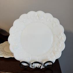 12 Pc VTG Westmoreland Paneled Grape Milk Glass Plates Dinner, Lunch, Dessert
