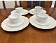 12 Pc Vintage Colony Harvest Grape White Milk Glass Plate Cup Saucer Set