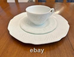 12 Pc Vintage Colony Harvest Grape White Milk Glass Plate Cup Saucer Set