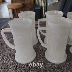 12 Piece Antique Milk Glass Grape Set