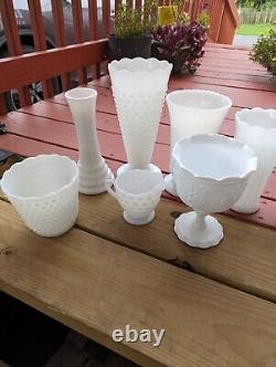 12 Pieces Of Vintage Milk Glass