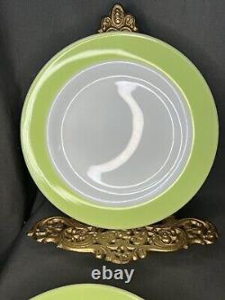 13 Vintage Pyrex Lime Pink, Green & White Milk Glass Plate Gold Pyrex Seal