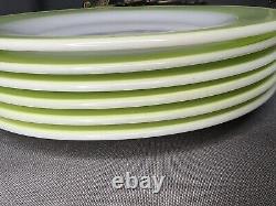 13 Vintage Pyrex Lime Pink, Green & White Milk Glass Plate Gold Pyrex Seal