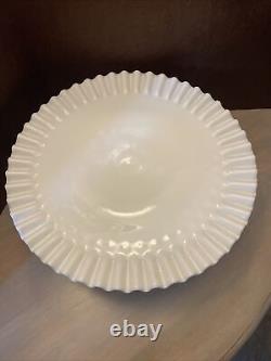 13 White Milk glass Fenton Ruffled English Hobnail Cake Stand Vintage