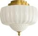 14 Inch Vintage Gold Schoolhouse Semi Flush Mount Ceiling Light Milk Glass White