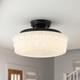 14 Milk Glass Schoolhouse Light Fixture, Vintage Black Flush Mount Ceiling Ligh