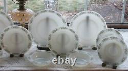 14 Pcs Anchor Hocking Placesetters Springwood Green Milk Glass Dinnerware