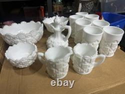 14 Westmoreland White Milk Glass Drinkware & Serving Lot Mug, Bowls, Pitcher