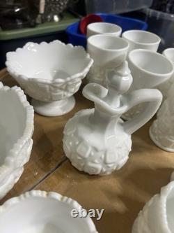 14 Westmoreland White Milk Glass Drinkware & Serving Lot Mug, Bowls, Pitcher