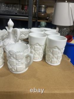 14 Westmoreland White Milk Glass Drinkware & Serving Lot Mug, Bowls, Pitcher