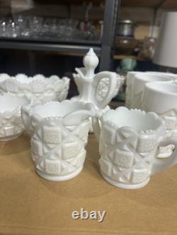 14 Westmoreland White Milk Glass Drinkware & Serving Lot Mug, Bowls, Pitcher