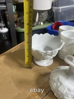 14 Westmoreland White Milk Glass Drinkware & Serving Lot Mug, Bowls, Pitcher
