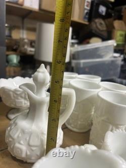 14 Westmoreland White Milk Glass Drinkware & Serving Lot Mug, Bowls, Pitcher