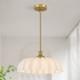 15.7 Vintage Flower Gold Chandelier Adjustable Height White Milk Glass Sha