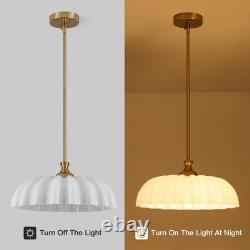 15.7 Vintage Flower Gold Chandelier Adjustable Height White Milk Glass Sha