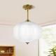 15in White Milk Glass Ceiling Light Fixture, Led Bulb Included, Vintage Semi