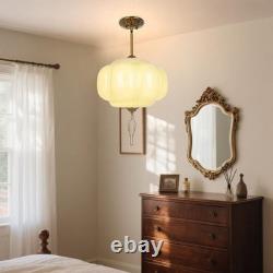 15in White Milk Glass Ceiling Light Fixture, LED Bulb Included, Vintage Semi