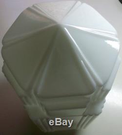16 1/2 White Milk Glass Art Deco SkyScraper Pendant Light Lamp Shade USA