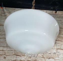 16 & 12 Antique Milk Glass Hanging Pendant Light Fixtures Store Schoolhouse