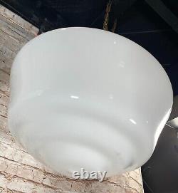 16 & 12 Antique Milk Glass Hanging Pendant Light Fixtures Store Schoolhouse