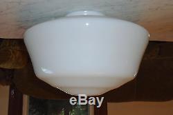 16inch Art Deco Light Globe Diner / School House Mushroom White Milk Glass Globe