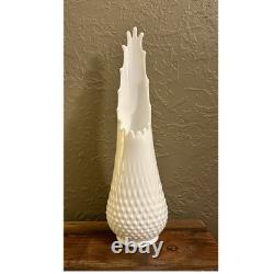 17.75 Fenton White Milk Glass Hobnail Swung Vase Gorgeous