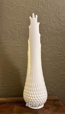 17.75 Fenton White Milk Glass Hobnail Swung Vase Gorgeous