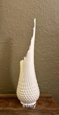 17.75 Fenton White Milk Glass Hobnail Swung Vase Gorgeous