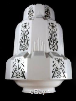17 Vintage White Milk Glass ART DECO SKYSCRAPER Pendant Light shade
