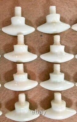 18 Antique Milk Glass Overmyer Threaded Oval Drawer Knobs Hoosier Cabinet Pulls