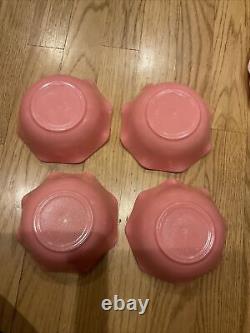 18 PC Vintage Hazel Atlas Pink & White Crinoline Ripple Milk Glass