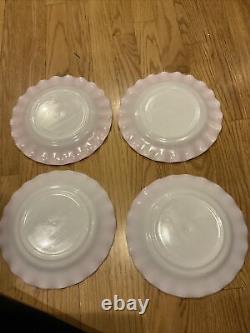 18 PC Vintage Hazel Atlas Pink & White Crinoline Ripple Milk Glass