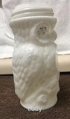 1890's Golden Eagle Mustard Milk Glass Owl Canning Jar withOriginal Insert & Band