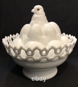 1890's Milkglass Hen On A Nest