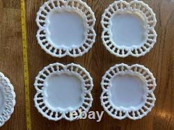 1890s EAPG rococo Dithridge Co milk glass Plate Set Of 4 8