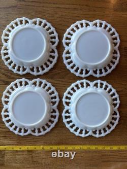 1890s EAPG rococo Dithridge Co milk glass Plate Set Of 4 8