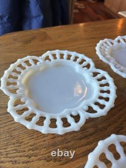 1890s EAPG rococo Dithridge Co milk glass Plate Set Of 4 8