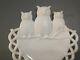 1901 Westmoreland Milk Glass Three Owls Platter 7 3/8 Diameter